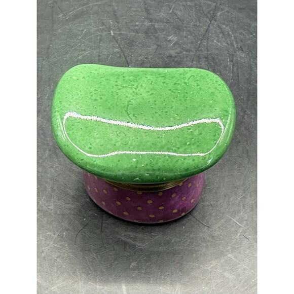 Limoges Peint Main Jester Top Hat Porcelain Trinket Box Hand Painted 2 Inch RARE - Picture 7 of 10